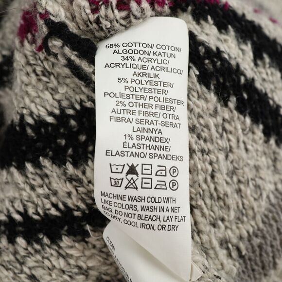 Lucky Brand Sweater Womens Medium Cardigan Gray Black Open Waterfall Bohemian - Picture 9 of 14